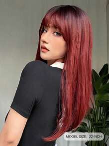 Long Straight Synthetic Wig With Bangs - Multicolor - View 2