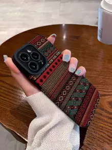 Apple Western Vintage Geometric Pattern Anti-Fall Phone Case Compatible With IPhone 11,IPhone 13,Galaxy A52 Waterproof Shockproof Scratch Resistant - Multicolor - View 1