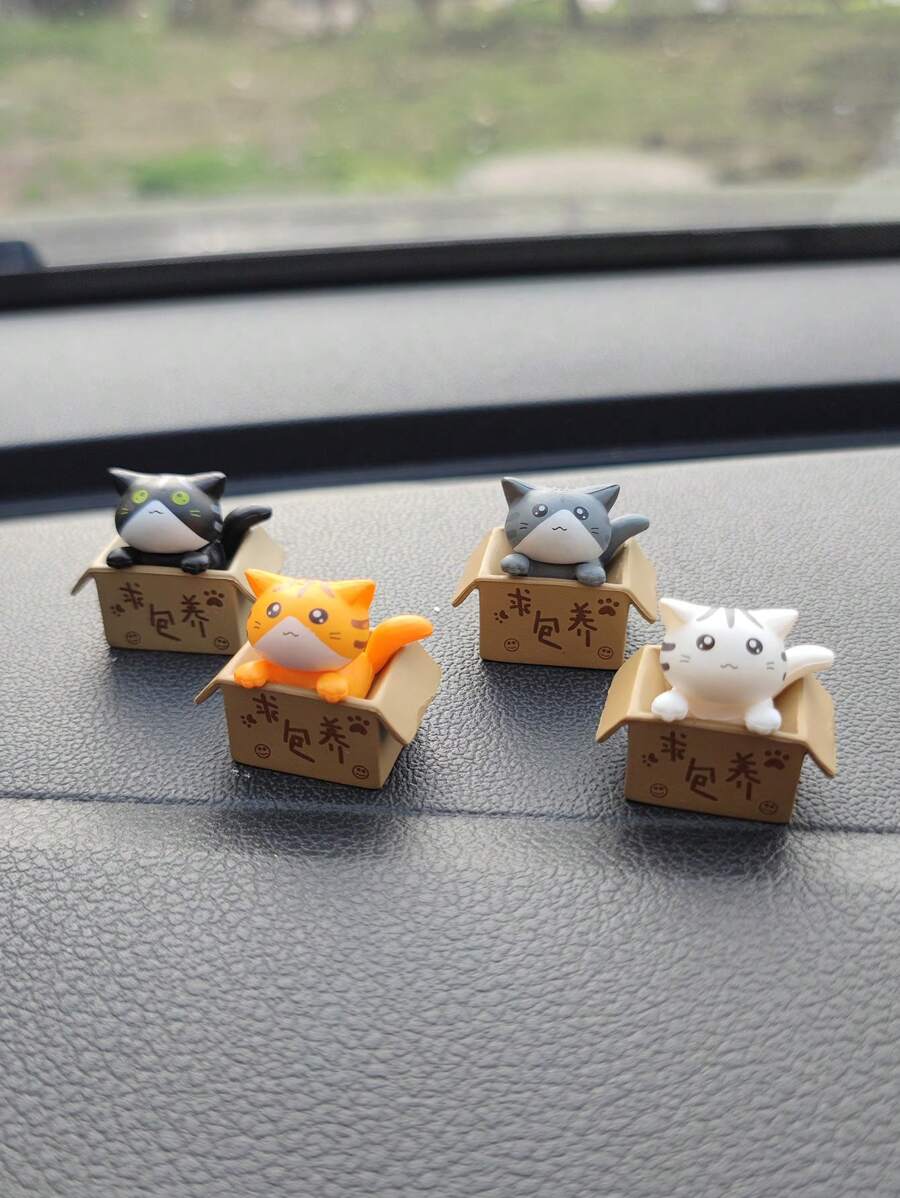 4入組可愛貓咪車輛內飾 - 彩色 - 查看 1