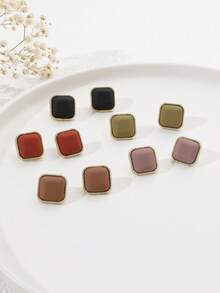 1 đôi Hình vuông Bông tai stud - Lạc đà - Xem 1