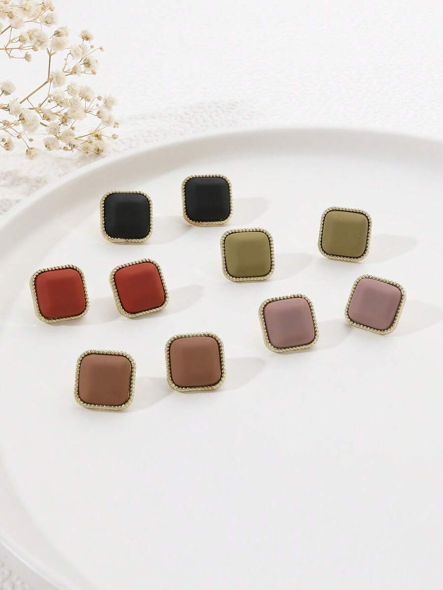 1 đôi Hình vuông Bông tai stud - Lạc đà - Xem 1