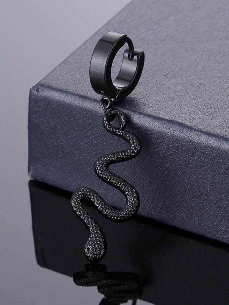 1 bông tai hình con rắn cho nam - màu đen - Xem 1