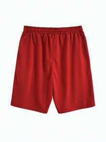 Manfinity Homme Men Solid Slant Pocket Drawstring Waist Shorts - Burgundy - View 2