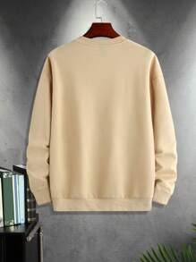 Manfinity Homme Men Slogan & Scenery Print Pullover - Khaki - View 2