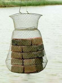 1入組鋼絲魚網狀籠子便攜可折疊金屬魚螃蟹籃子包