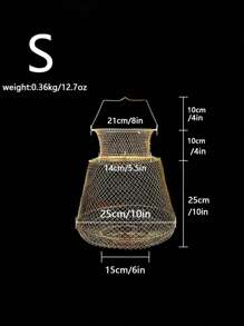 1入組鋼絲魚網狀籠子便攜可折疊金屬魚螃蟹籃子包