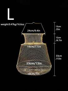 1入組鋼絲魚網狀籠子便攜可折疊金屬魚螃蟹籃子包