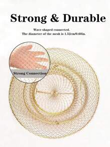 1入組鋼絲魚網狀籠子便攜可折疊金屬魚螃蟹籃子包