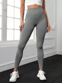 Easithlete Quần Leggings Thể thao Nữ Khối Màu - Xám - Xem 2