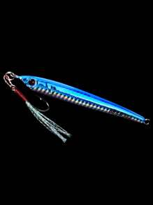 Goture 1pc Blue Jig Fishing Lure Metal Slow Fall Vertical Jig Sinking Lead Flat Jigs with Hook for Saltwater 60g/80g/100g/150g(2.12oz/2.82oz/3.53oz/5.29oz) - Blue - View 7