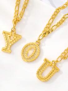 Pulsera tobillera con diseño de letra - Dorado - Ver 4