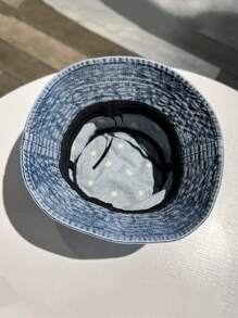 Sombrero cubo con bordado floral - Azul Marino - Ver 3