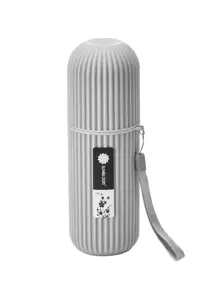 便攜旅行牙刷杯子,旅行牙刷殼套,輕便商業水洗杯子收納適用於旅行和日常使用郵輪必備 - 灰色 - 查看 1