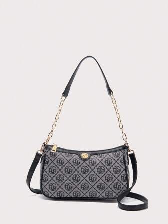 DK DKMG 1 件 PU 材质字母图案链条单肩包，适合日常使用或节日礼物