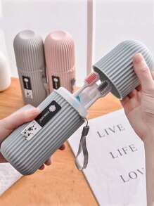 便攜旅行牙刷杯子,旅行牙刷殼套,輕便商業水洗杯子收納適用於旅行和日常使用郵輪必備 - 灰色 - 查看 4