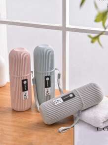 便攜旅行牙刷杯子,旅行牙刷殼套,輕便商業水洗杯子收納適用於旅行和日常使用郵輪必備 - 灰色 - 查看 2