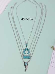 4入組綠松石裝飾鏈條樣式項鍊 - 彩色 - 查看 5