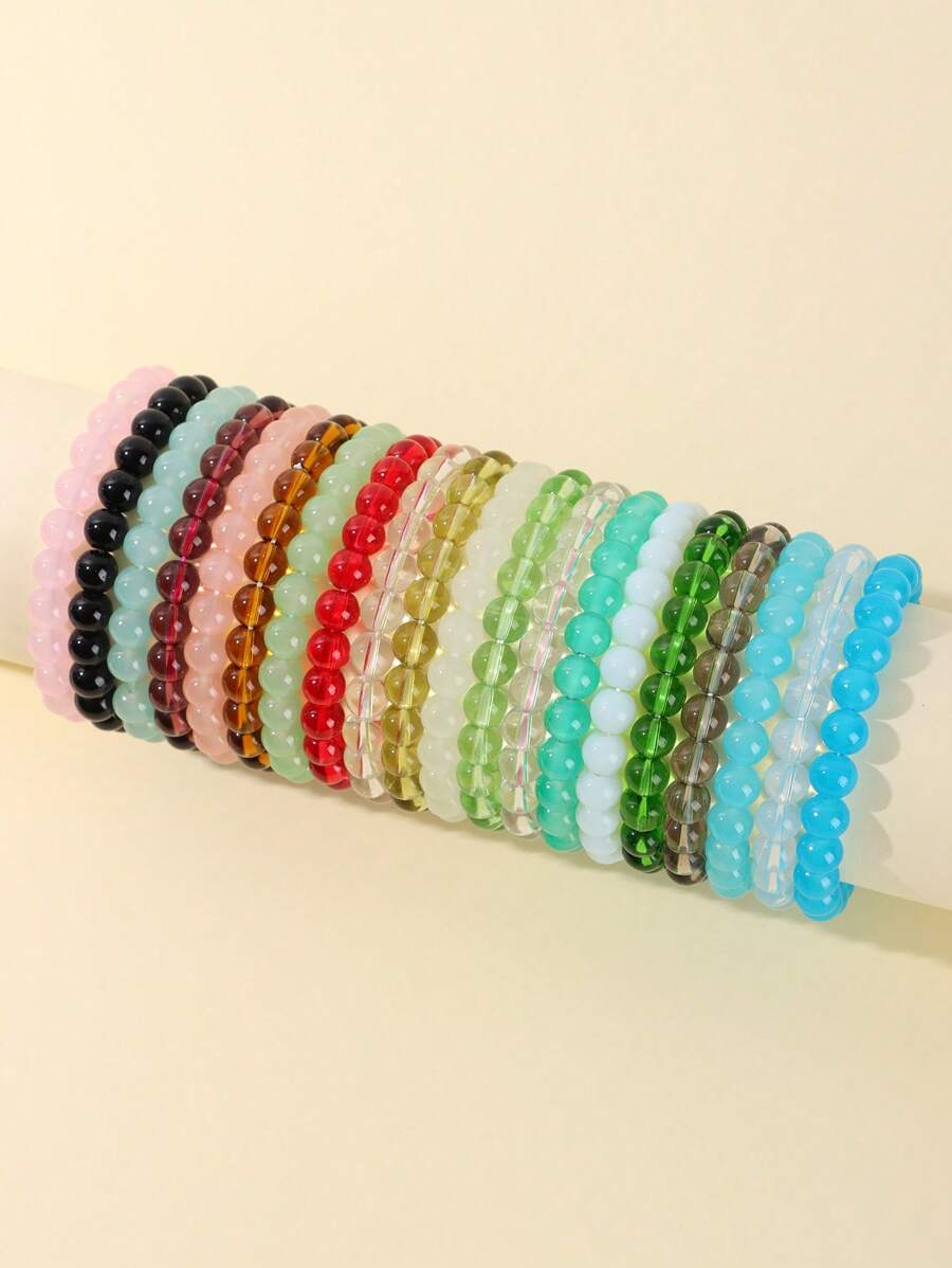 Bộ 20 Vòng Tay Đính Hạt Đơn Giản - Nhiều màu - Xem 1