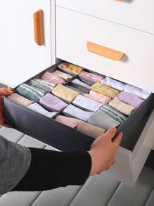 袜子分隔收纳盒衣柜抽屉式内衣袜子分类盒可水洗收纳袋 - 深灰色 - 查看 2