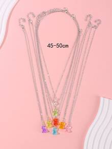 8入組/套可愛合成樹脂熊墜飾項鍊適合女士日常裝飾 - 彩色 - 查看 4