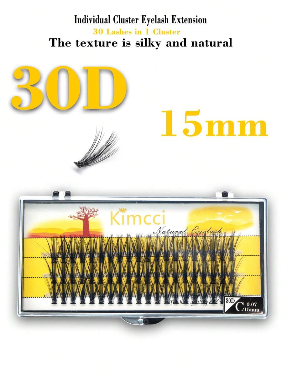 KIMCCI 1box 15mm Faux Mink Individual False Eyelashes - Black - View 1