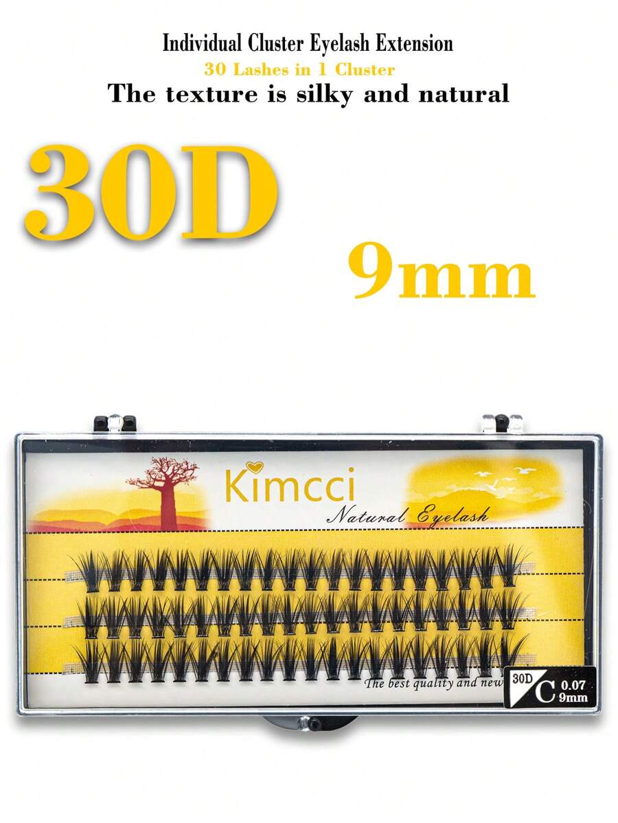 KIMCCI 1box 9mm Faux Mink Individual False Eyelashes - Black - View 1