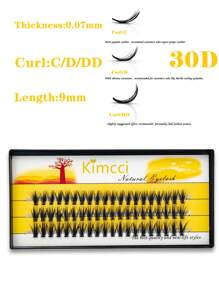 KIMCCI 1box 9mm Faux Mink Individual False Eyelashes - Black - View 2