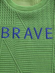 小男童字母圖案背心上衣和短褲 - 綠色 - 查看 7