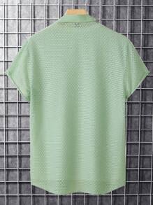 Manfinity Homme Men Hollow Out Button Front Shirt - Green - View 2