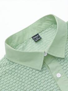 Manfinity Homme Men Hollow Out Button Front Shirt - Green - View 6