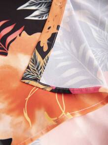 Manfinity RSRT Men Floral Print Shirt & Drawstring Waist Shorts Without Tee, Beach Vacation Clolorful Set - Multicolor - View 4