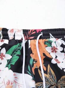 Manfinity RSRT Men Floral Print Shirt & Drawstring Waist Shorts Without Tee, Beach Vacation Clolorful Set - Multicolor - View 6