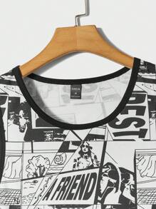 Manfinity EMRG Men Pop Art Print Contrast Binding Tank Top - Black and White - View 3