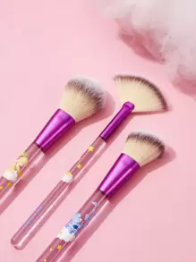 SHEIN X Care Bears 3pcs Carebears Makeup Brush Set With Pouch,Cheer Bear, Grumpy Bear,Good,Funshine Bear, Gifts