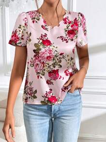 SHEIN Clasi Floral Print Puff Sleeve Blouse