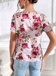 SHEIN Clasi Floral Print Puff Sleeve Blouse
