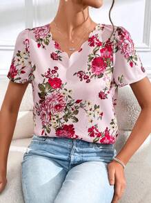 SHEIN Clasi Floral Print Puff Sleeve Blouse