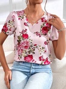 SHEIN Clasi Floral Print Puff Sleeve Blouse