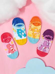 SHEIN X Care Bears 4 Pairs Women Colorful Contrast Invisible/Loafer Socks - Multicolor - View 4