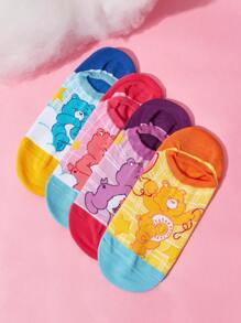 SHEIN X Care Bears 4 Pairs Women Colorful Contrast Invisible/Loafer Socks - Multicolor - View 3