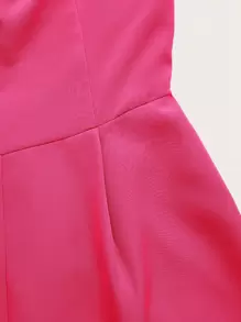 SHEIN Essnce 大碼肩上打結褶皺細節吊帶連體褲 - 西瓜粉 - 查看 3