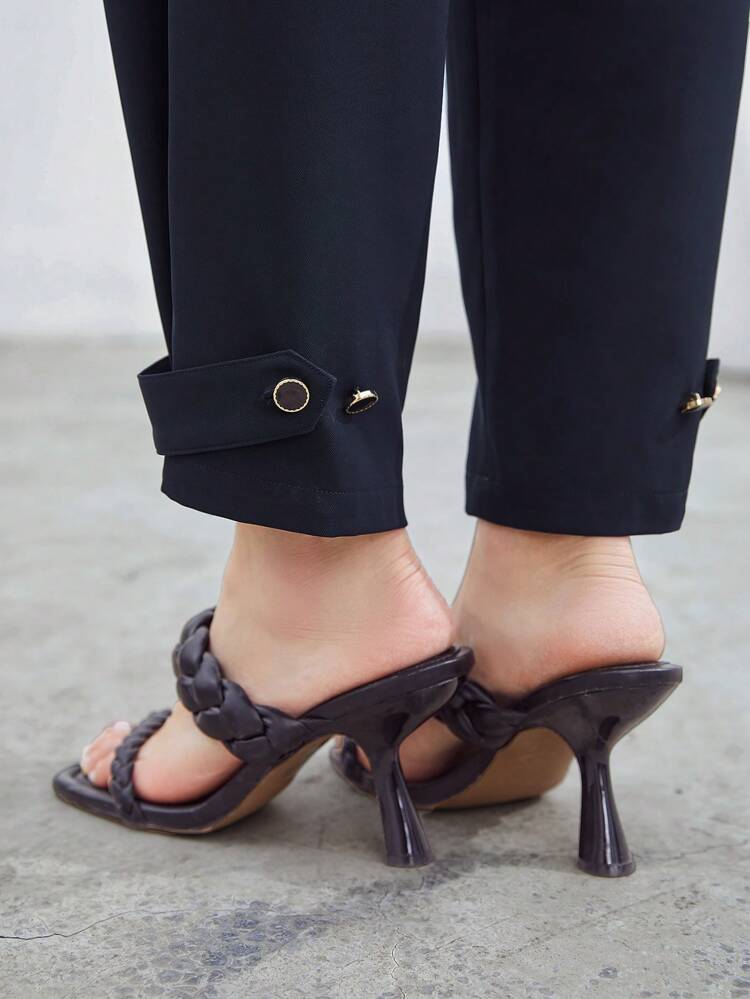 Pantalones de vestir de puño de pierna con cinturón