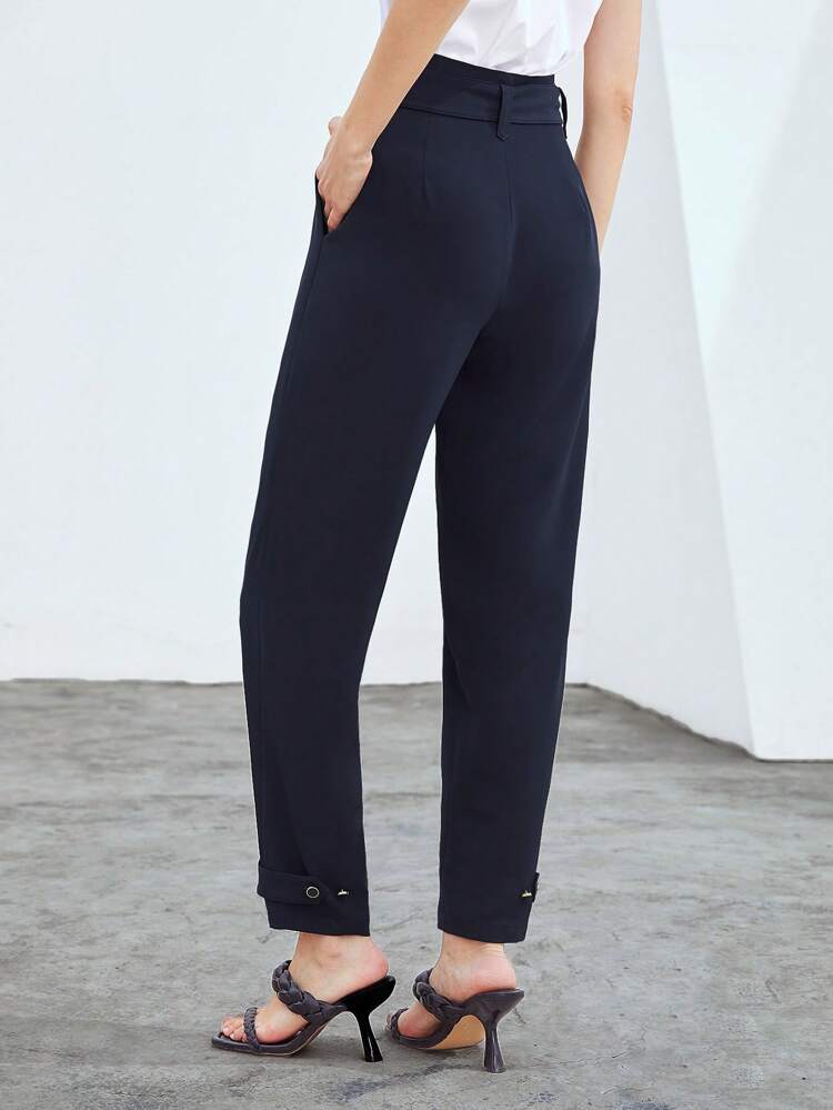 Pantalones de vestir de puño de pierna con cinturón