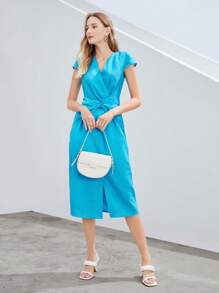 MOTF PREMIUM PURE LINEN FRONT-TWIST DRESS WRAP DRESS