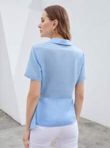 MOTF PREMIUM LYOCELL LINEN WRAP SHIRT - Baby Blue - View 7