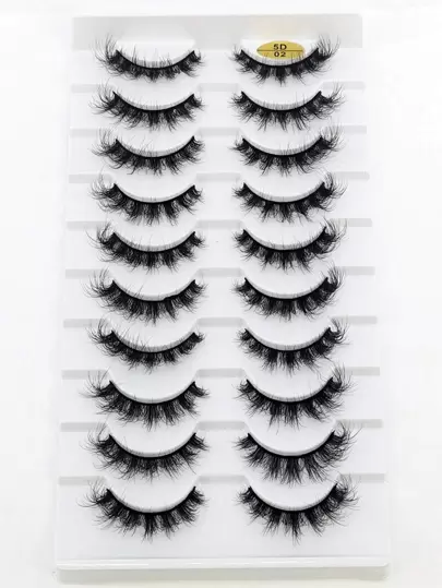 HBZGTLAD 10 对交叉超长睫毛，自然假睫毛，大分层盒，3D 仿貂皮睫毛，睫毛延长