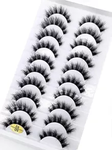 HBZGTLAD 10 对交叉超长睫毛，自然假睫毛，大分层盒，3D 仿貂皮睫毛，睫毛延长 - 黑色 - 查看 8