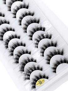 HBZGTLAD 10 对交叉超长睫毛，自然假睫毛，大分层盒，3D 仿貂皮睫毛，睫毛延长 - 黑色 - 查看 10