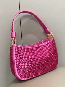 閃閃發光，閃亮迷人，優雅，精緻水鑽晚宴手拿包錢包手提包豪華設計師流浪漢單肩包閃亮晚宴包，派對女孩晚宴包，女士，女士完美適合派對、婚禮、舞會、晚餐/宴會、雞尾酒最佳禮物對女性來說 - 玫紅色 - 查看 3