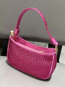 閃閃發光，閃亮迷人，優雅，精緻水鑽晚宴手拿包錢包手提包豪華設計師流浪漢單肩包閃亮晚宴包，派對女孩晚宴包，女士，女士完美適合派對、婚禮、舞會、晚餐/宴會、雞尾酒最佳禮物對女性來說 - 玫紅色 - 查看 7